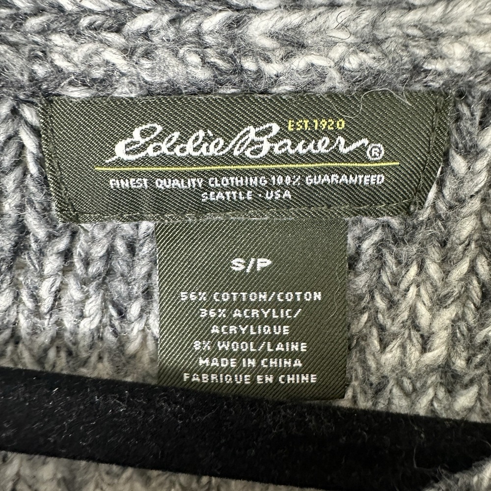 Eddie Bauer Cardigan Sweater Womens Small Black Gray Ombre Striped W/belt - Picture 8 of 8